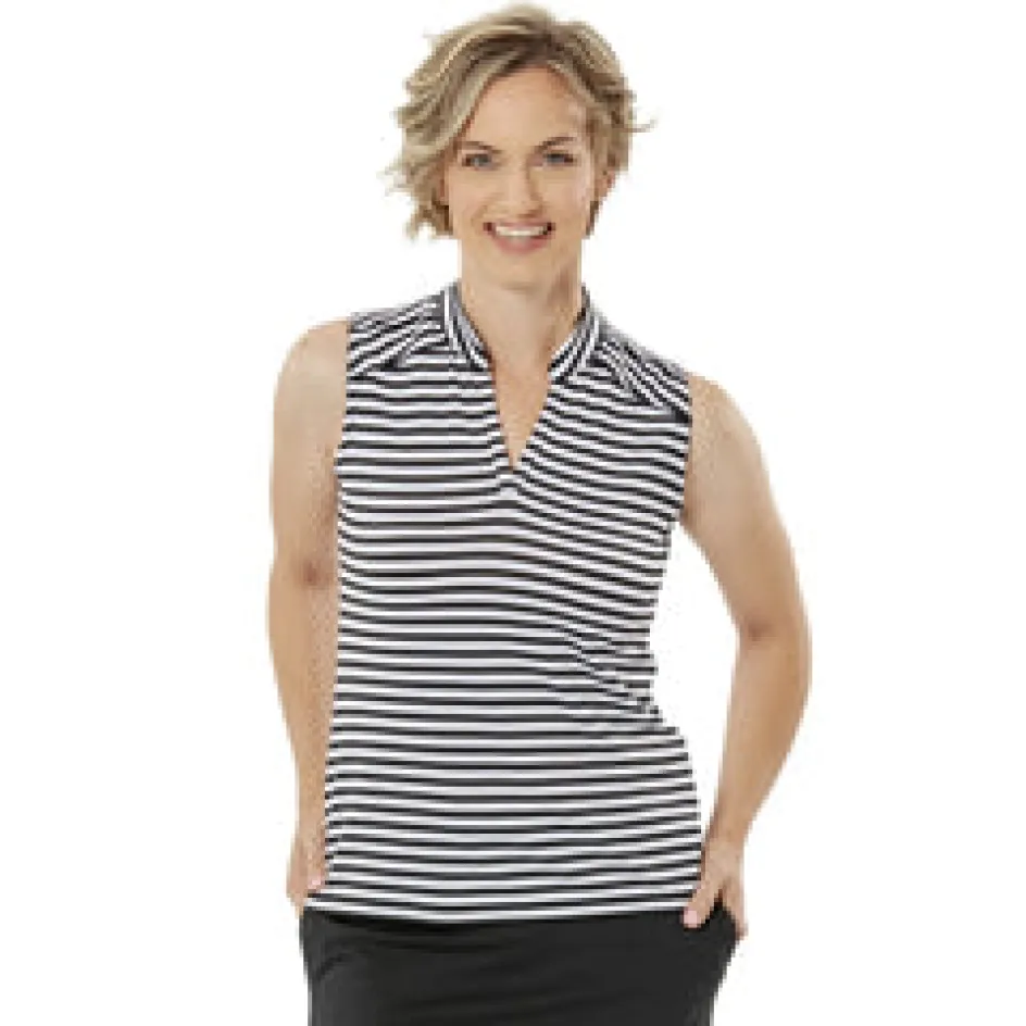 Nancy Lopez Bold Sleeveless Polo Black Multi Outlet