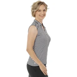 Nancy Lopez Bold Sleeveless Polo Black Multi Outlet